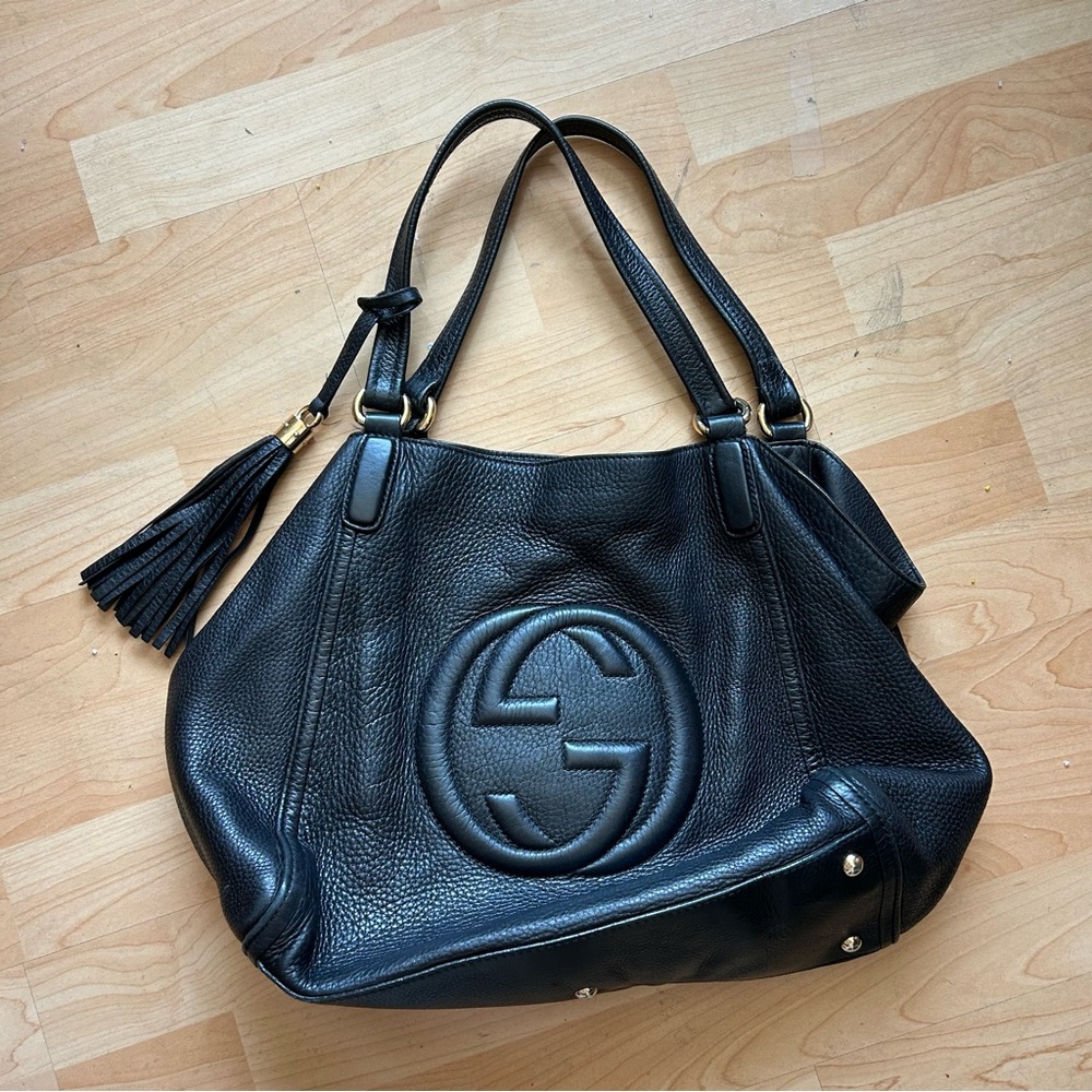 Gucci Black Shoulder Bag with Iconic GG Logo